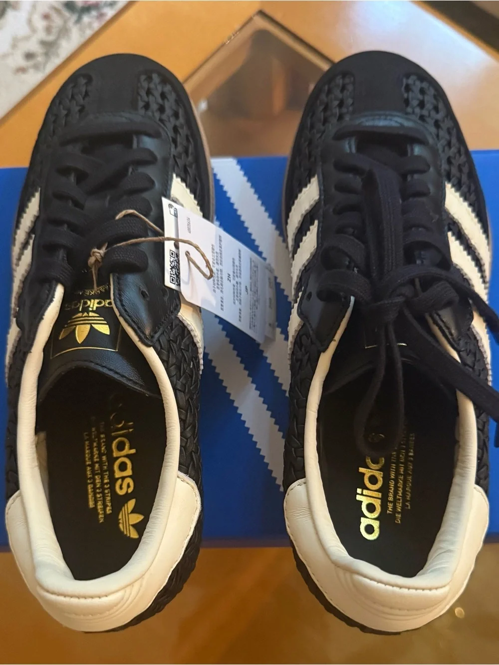 adidas Samba OG W Black & White Woven Leather Sneakers - Picture 2 of 6